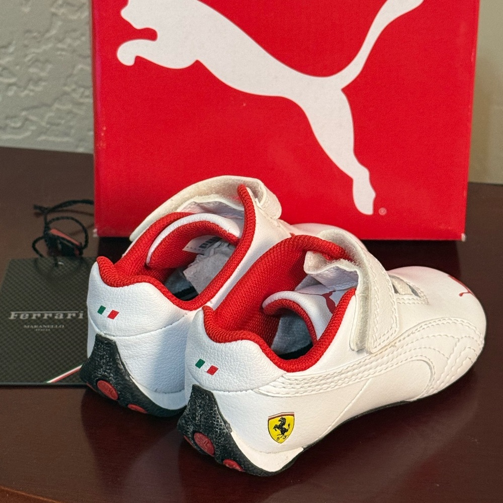 Puma Kids White and Red Ferrari Sneakers